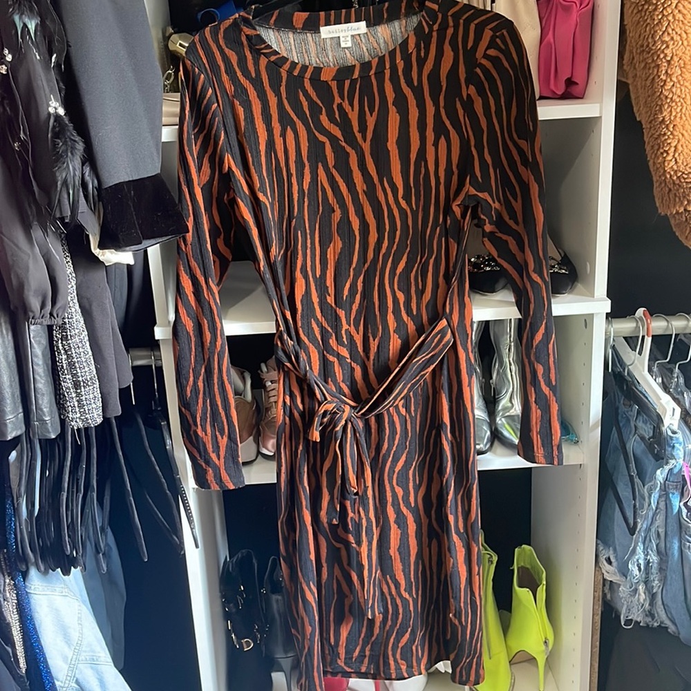 Tiger Print Long Sleeve Dress